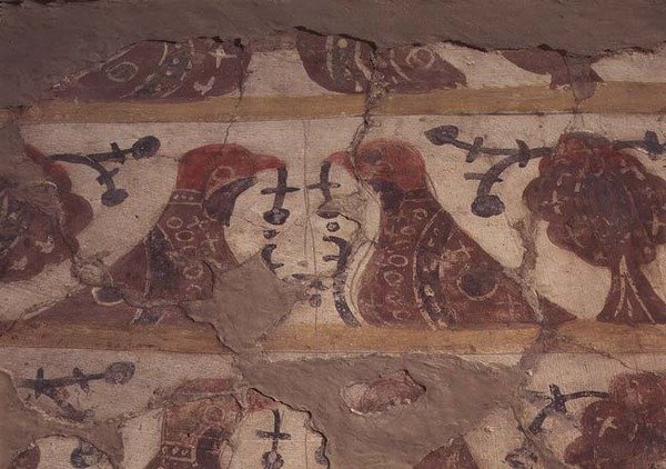Decoração para um túmulo, escola de Smolensk, c.1200 (fresco e secco) de School Russian