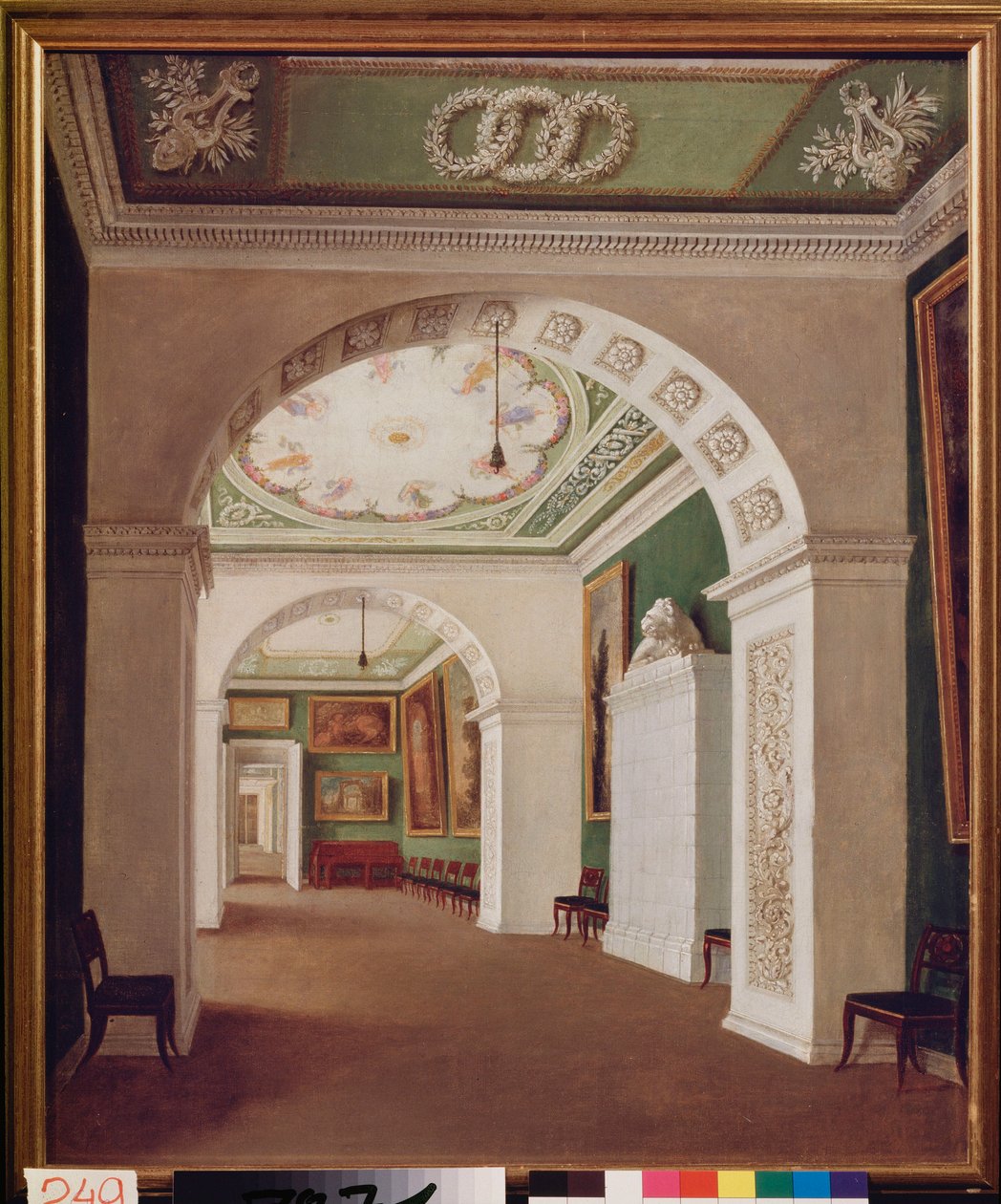 Conjunto de quartos do Palácio Stroganov em São Petersburgo. Pintura de um mestre russo, óleo sobre tela, por volta de 1840. Arte russa de School Russian