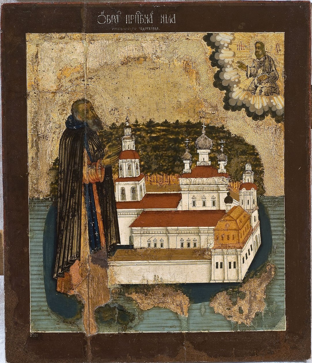 Santo Nilo no lago Seliger, século XVIII de School Russian