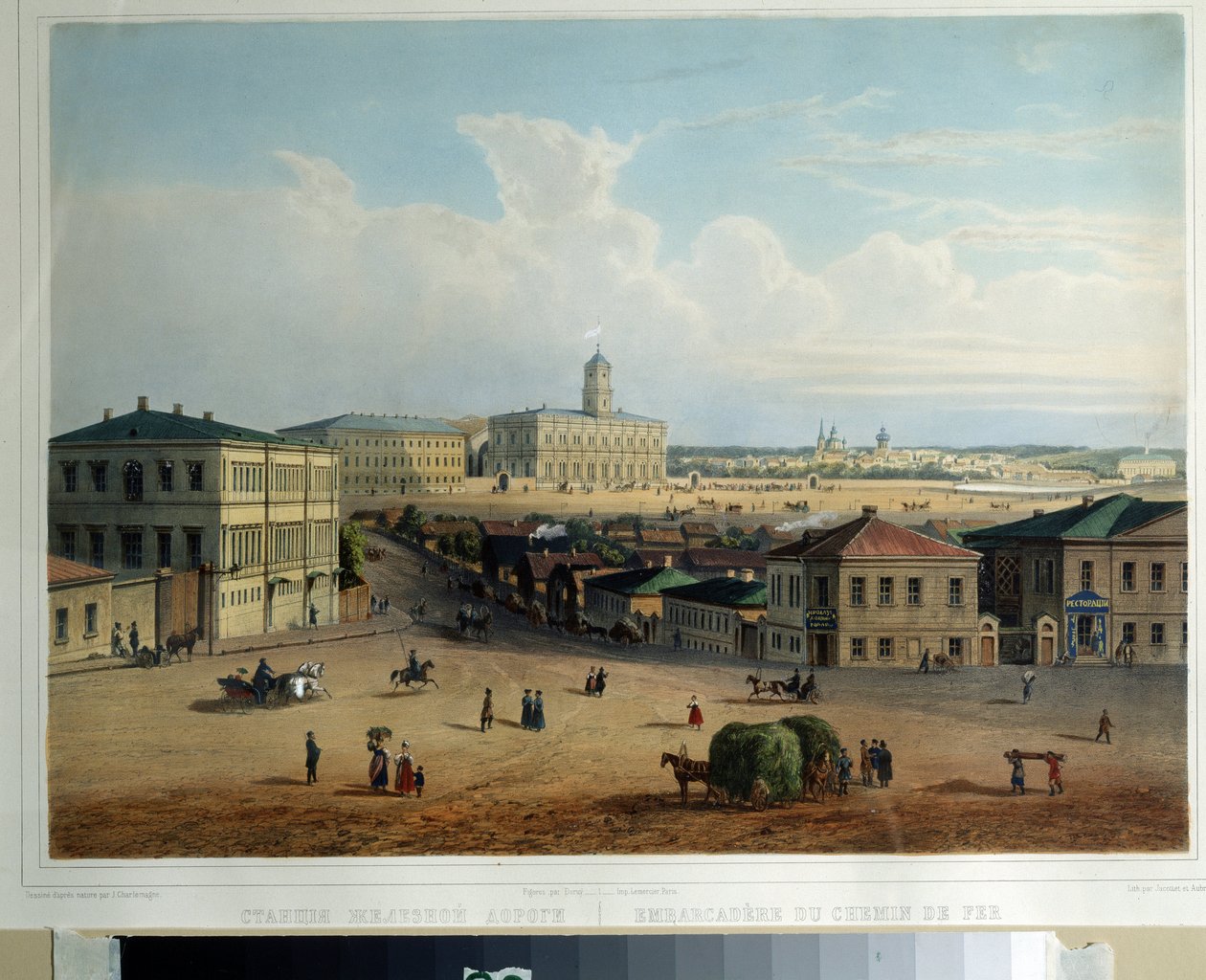 A estação ferroviária de Moscou. Pintura de um mestre russo. Óleo sobre tela, cerca de 1830-1840. Arte russa do século XIX. A. Museu Memorial Pushkin, São Petersburgo. de School Russian