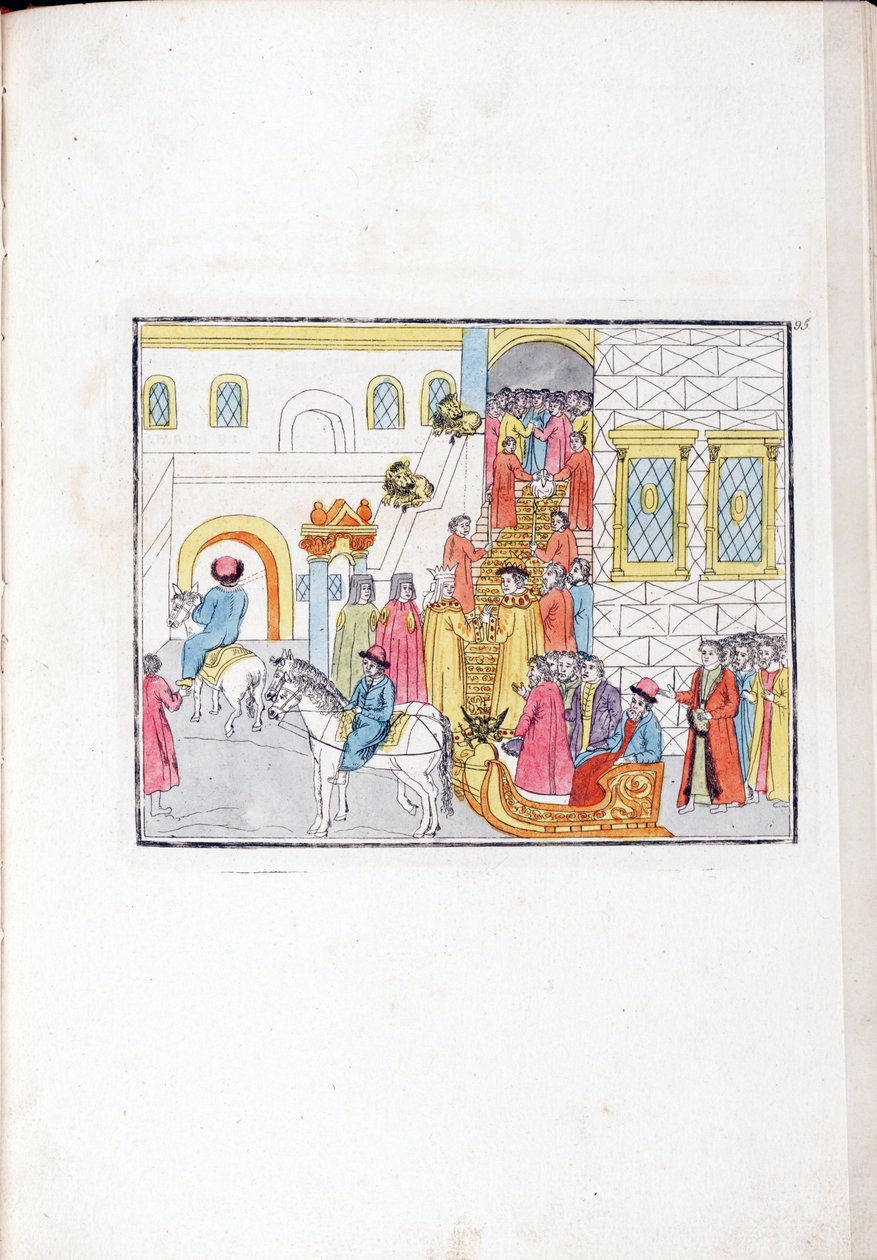 A chegada para a cerimónia de casamento de Michael I da Rússia (Michael Fyodorovich Romanov) de School Russian