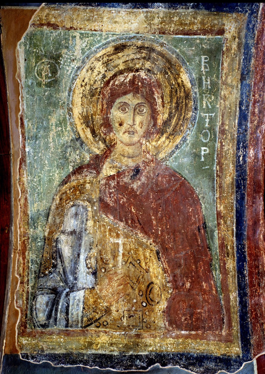 ""O Mártir Saint Victor"" ícone russo. século 11. Catedral de Santa Sofia, Kyiv, Ucrânia de School Russian