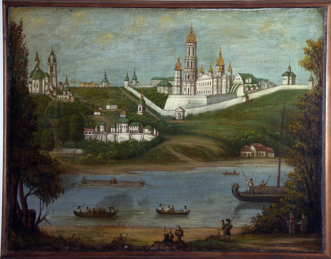 O Mosteiro das Cavernas em Kiev (Ucrânia) (O Mosteiro das Cavernas de Kiev). Pintura anônima, óleo sobre tela, meados do século XIX. Classicismo arte russa. Museu Estatal de História Religiosa, São Petersburgo. de School Russian