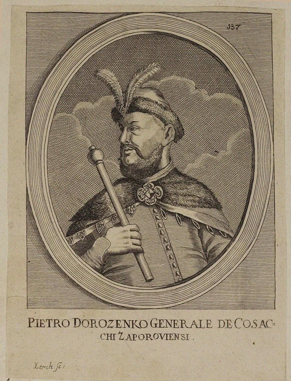 Petro Dorofeyevych Doroshenko, Hetman do banco direito da Ucrânia (gravura) de School Russian