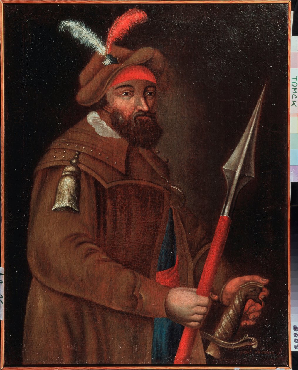 Retrato do líder cossaco Yermak Timofeyevich (nascido entre 1532 e 1542-1585), conquistador da Sibéria. Pintura anónima, óleo sobre tela, início do século XVIII. Museu Estatal de Arte, Tomsk (Rússia). de School Russian