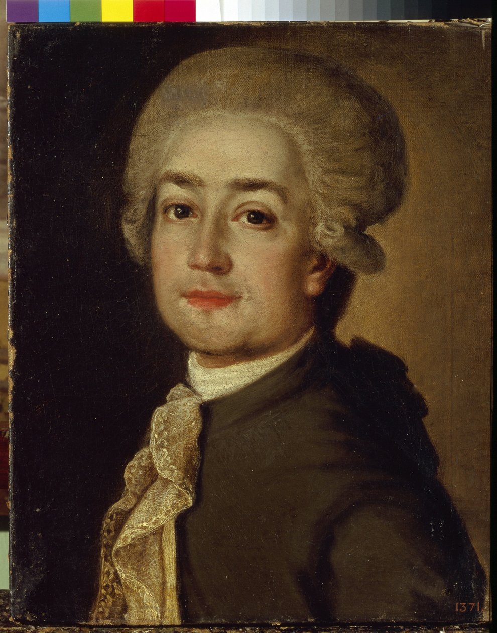 Retrato do compositor Fyodor Fyodorovich Makarov (1756-1821). Pintura anónima, óleo sobre tela, ca. 1780. Arte russa de School Russian
