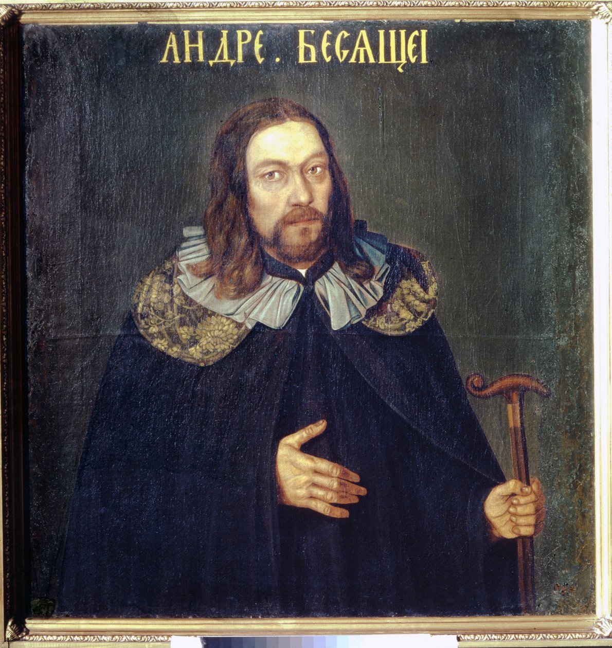 Retrato do Conde Andrei Matveevich Apraxin (1663-1731). (Retrato do Conde Andrei Matveevich Apraksin). Pintura anônima, parsuna, óleo sobre tela, por volta de 1690. Arte russa do século XVII. Museu Estatal Russo, São Petersburgo de School Russian