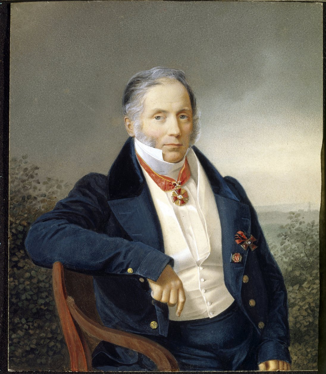 Retrato do pintor A. Sauerweld (1782-1844). Pintura anónima, óleo sobre tela, início do século XIX. Arte russa de School Russian