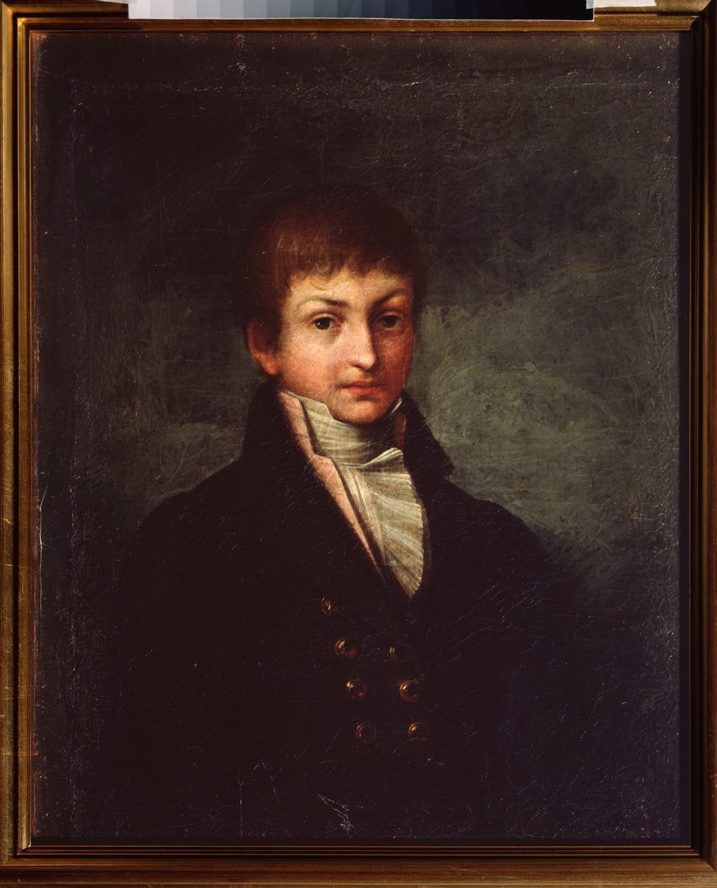 Retrato do poeta Konstantin N. Batyushkov (Constantine Batiushkov) (1787-1855). Pintura por um mestre russo, óleo sobre tela, ca. 1800. Arte russa de School Russian