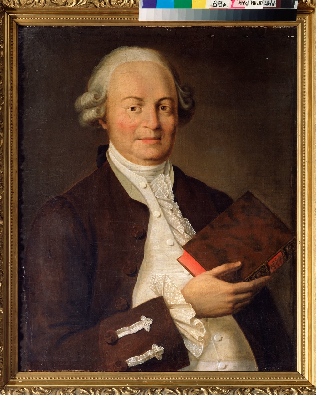 Retrato do poeta Vasili K. Trediakovsky (Vasily Trediakovsky) (1703-1769). Pintura por um mestre russo, óleo sobre tela, finais do século XVIII. Arquivo Estatal Russo de Literatura e Arte, Moscovo. de School Russian