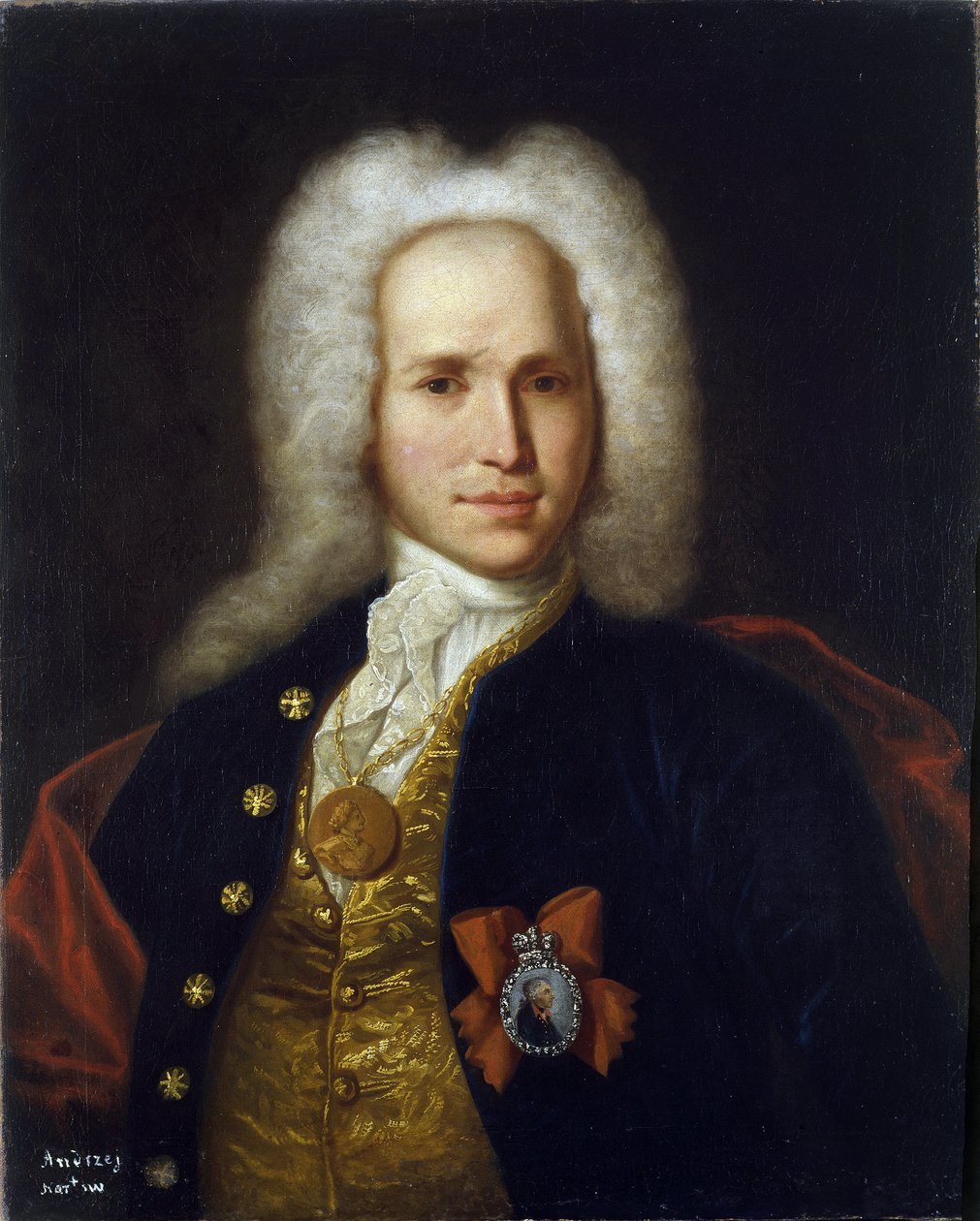 Retrato do Cientista, Engenheiro Militar e Inventor Andrey Nartov (1683-1756). (Retrato do Cientista, Engenheiro Militar e Inventor A. Nartov). Pintura anónima, óleo sobre tela, ca. 1725. Arte russa de School Russian