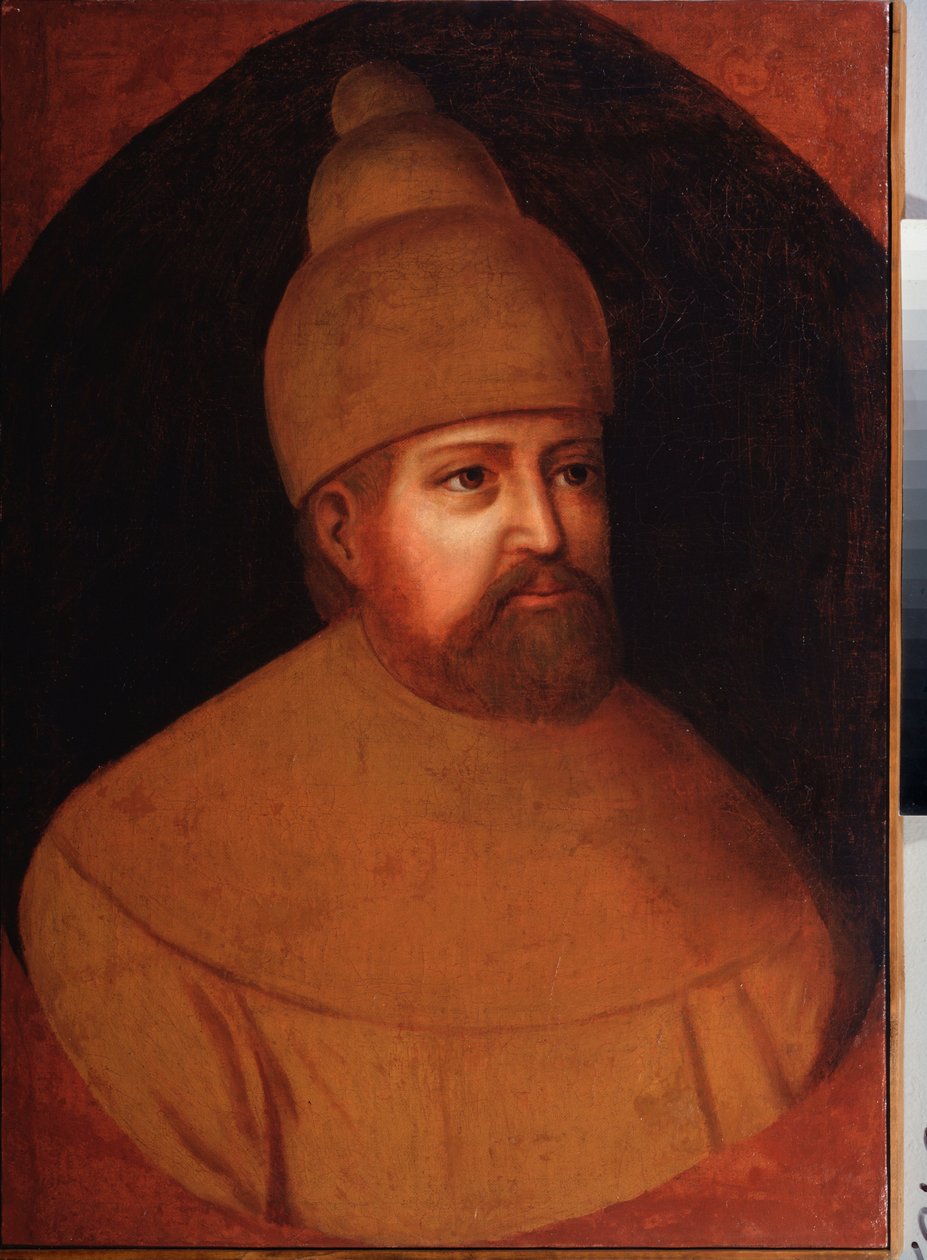 Retrato do czar Michael I Feodorovich Romanov da Rússia (1596-1645). Pintura por um mestre russo, óleo sobre tela, segunda metade do século XVII. Arte tradicional russa. Museu Regional de Arte, Rostov-on-Don (Rússia). de School Russian