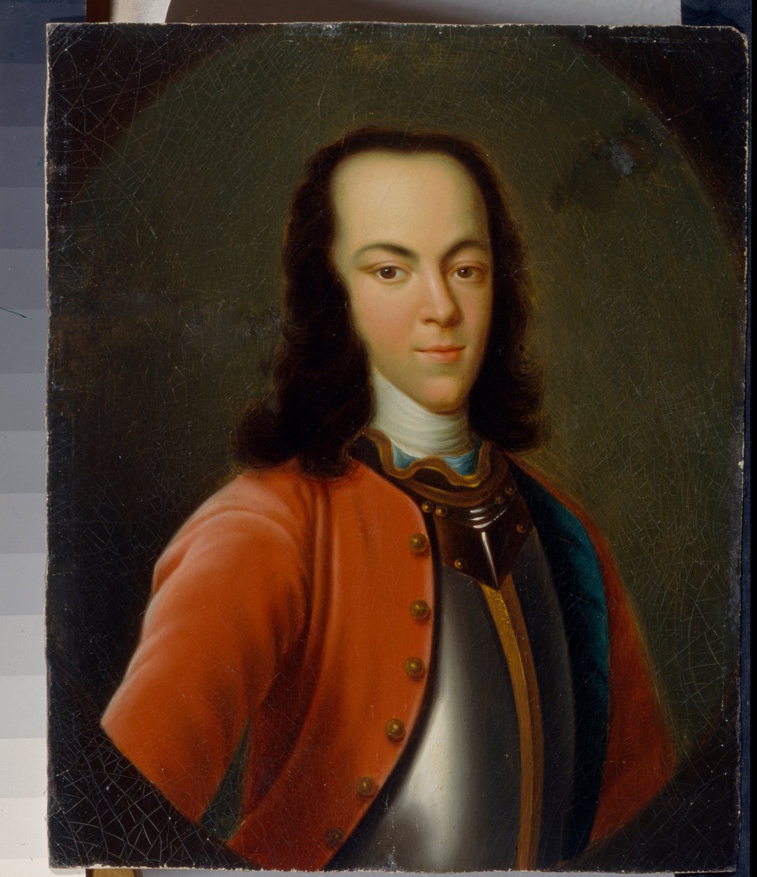 "Retrato do Czarevich ou do Grão-Duque Alexis Petrovich Romanov da Rússia (1690-1718)" Pintura anónima do Museu Regional de Arte do século XVIII, Rostov em Don de School Russian