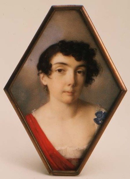 Retrato de Anna Mikhailovna Khitrovo (1782-1846), c.1802 (aquarela e guache) de School Russian