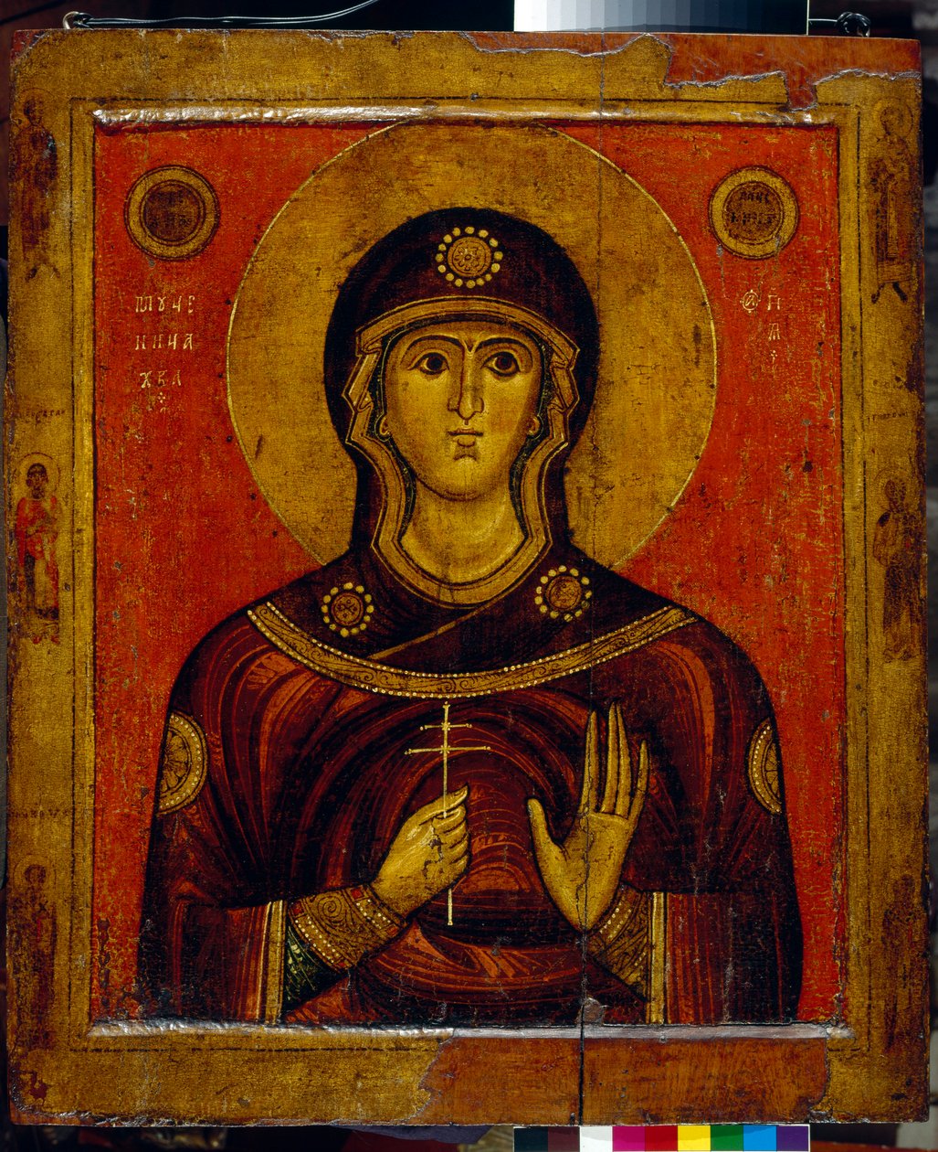 Santa Juliana de Nicomedia (início do século IV) (Santa Juliana) - Ícone da tradição Novgorod (Rússia), tempera sobre madeira, início do século XIII - Galeria Estadual Tretyakov, Moscovo de School Russian