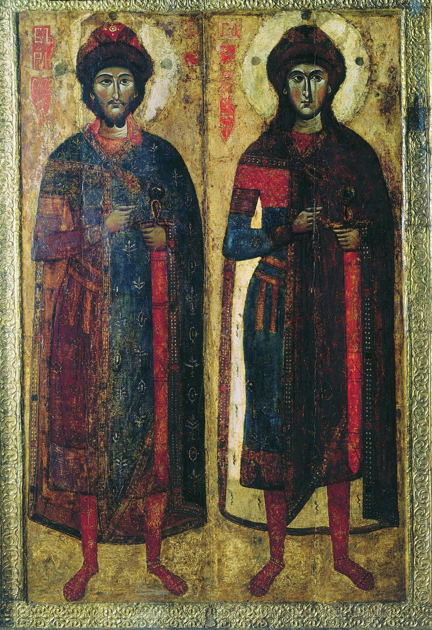 Santos Boris e Gleb, ícone russo de School Russian