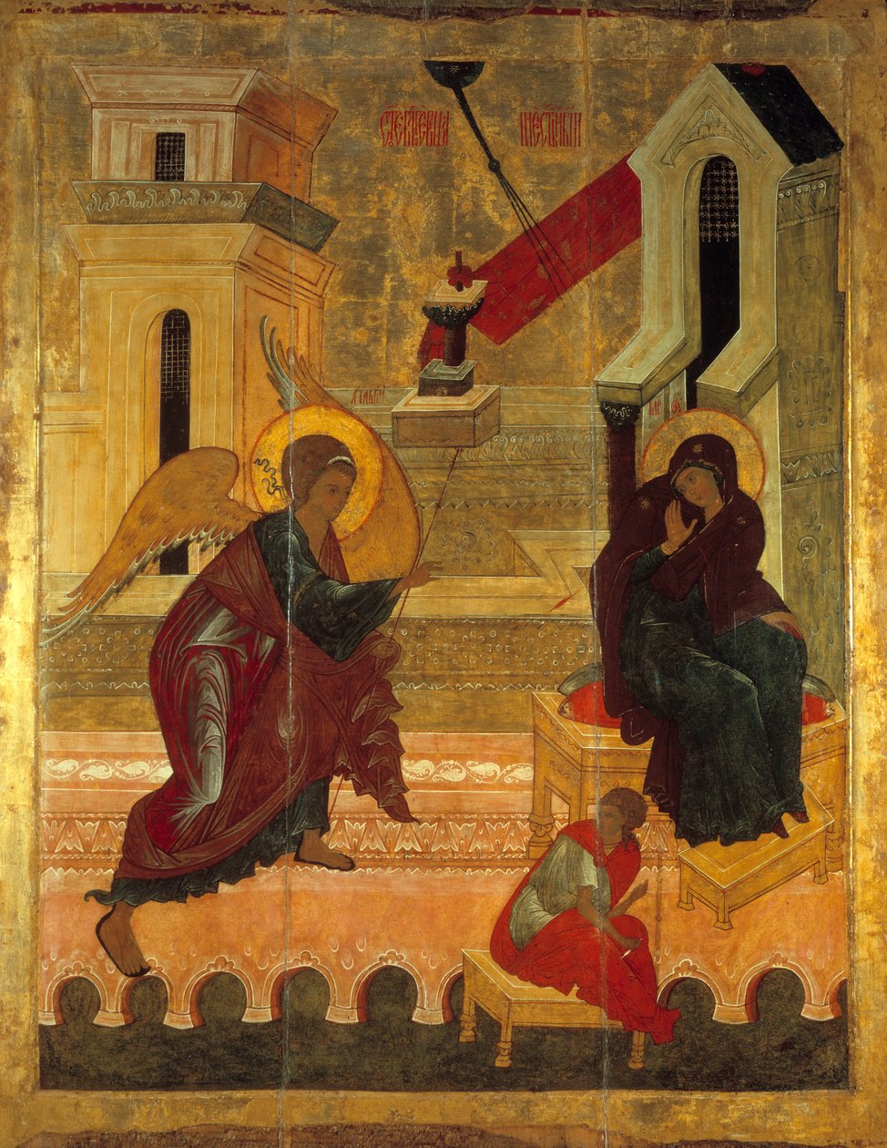 O Ícone Russo da Anunciação de 1560. A Rússia. Monastere Solonsky. de School Russian