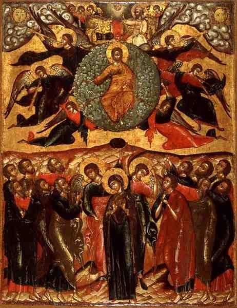 A Ascensão de Cristo, da Igreja de Elias, o Profeta, Yaroslavl, Rússia, segunda metade do século XVII (têmpera sobre painel) de School Russian