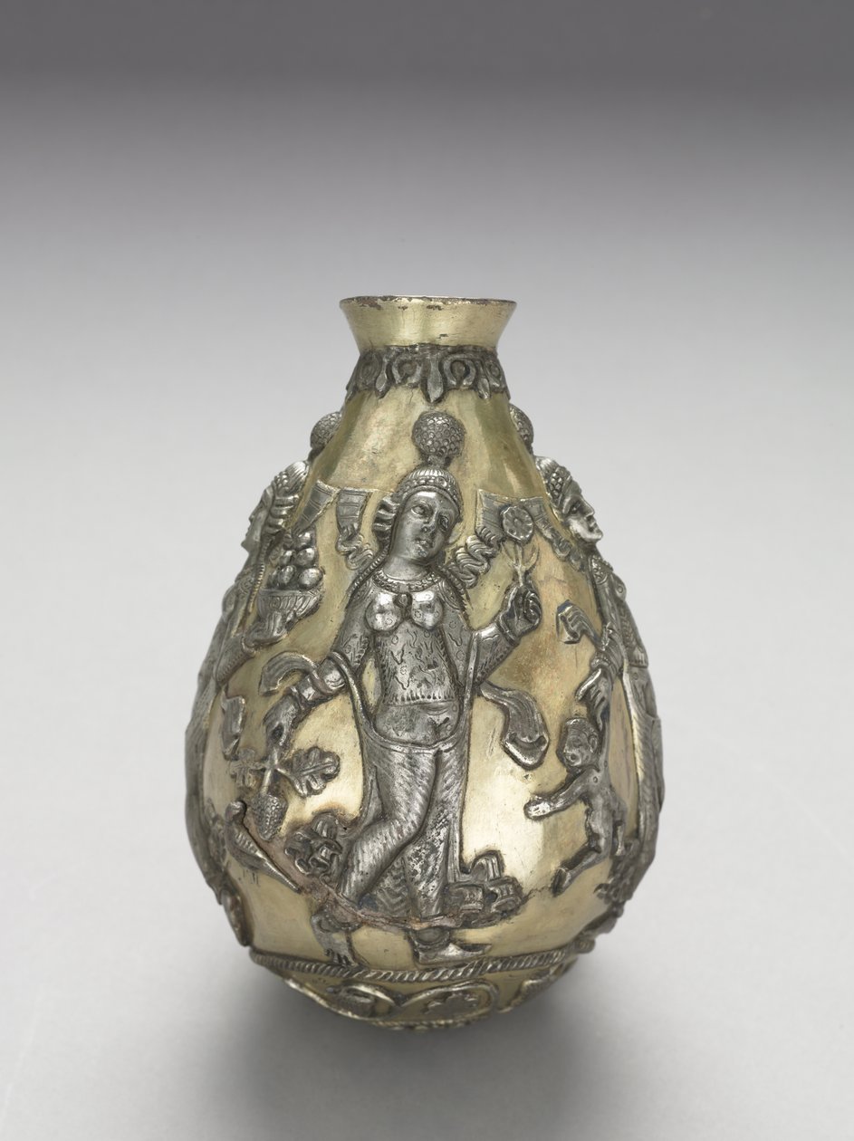 Embarcação de Anahita, 300-500 (fundido, elevado, repoussé, cinzelado e prata dourada) de School Sasanian