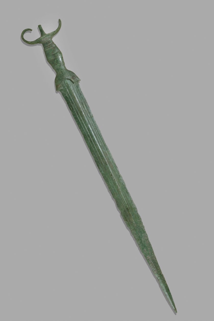 Espada, Perto de Palermo, Siciliano, século VIII a.C. (bronze) de School Sicilian