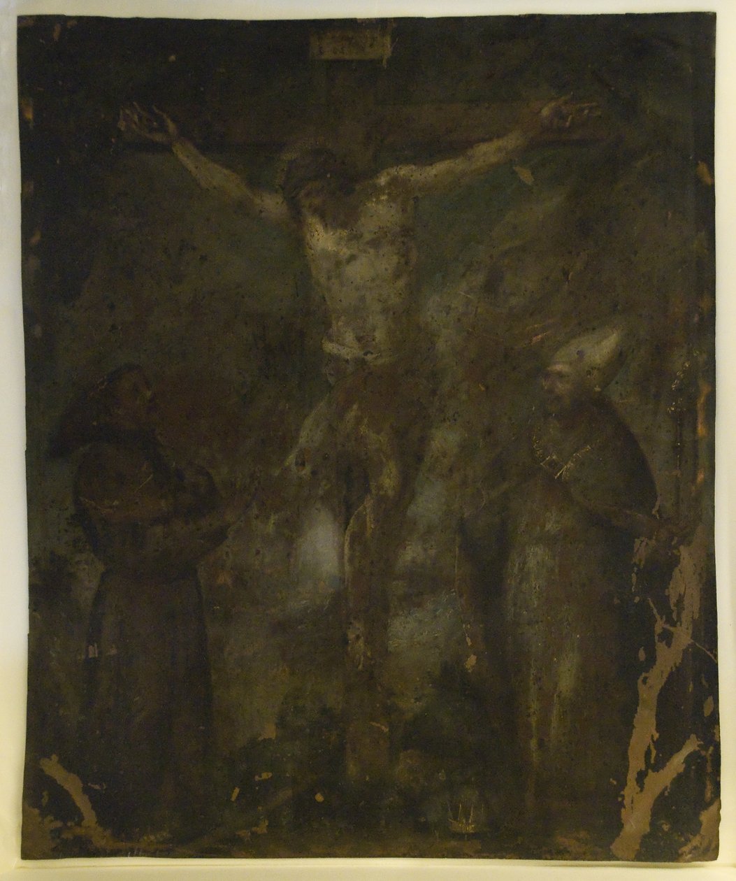Crucificação (Madonna On Verso) (petróleo sobre cobre) de School Spanish