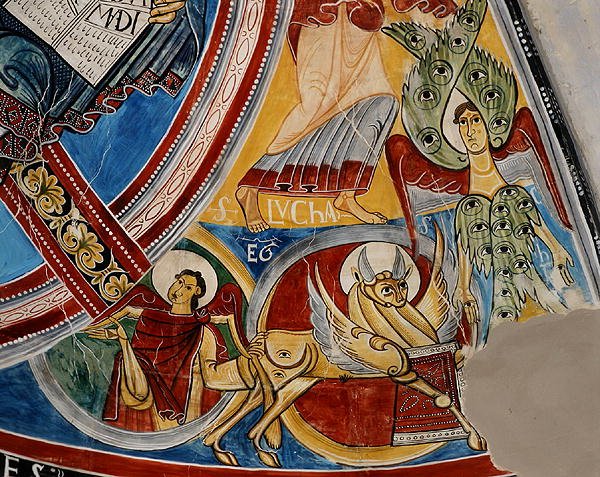 Símbolo evangélico de São Lucas, cópia do original do século XII (fresco) de School Spanish