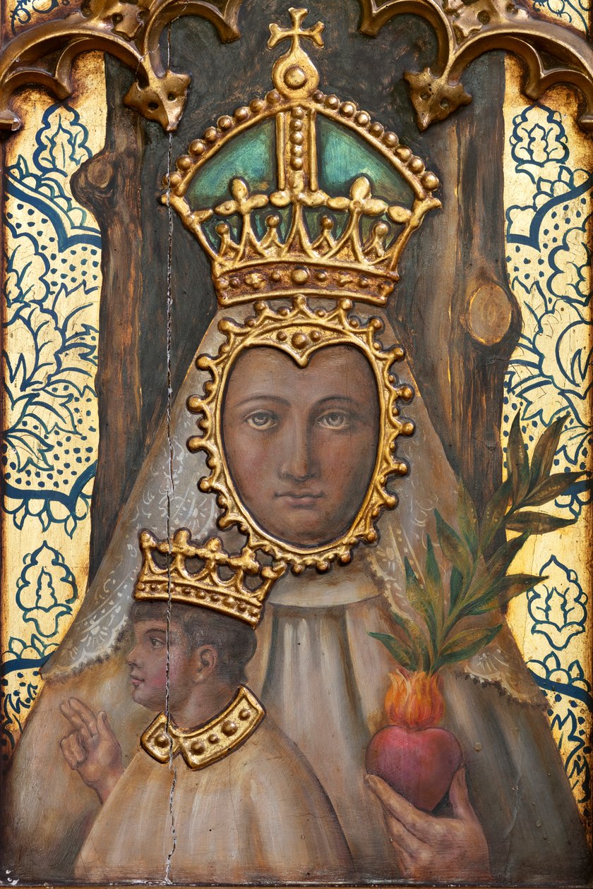 Ermida (Ermida de Nuestra Señora de La Plaza). Interior. O altar. Pormenor. Altar (pintura) de School Spanish