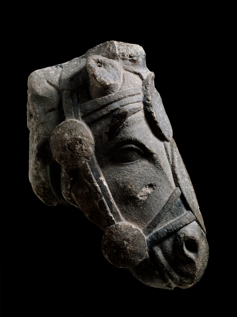 Cabeça de cavalo, escultura de pedra de Fuente la Higuera de School Spanish