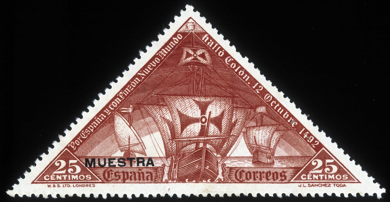 Carimbo espanhol nas caravelas de Cristóvão Colombo de School Spanish