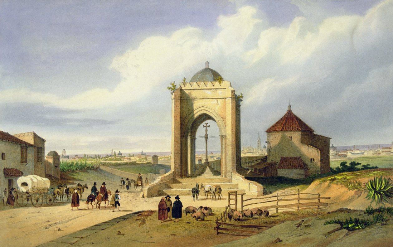 Vista da cidade de Sevilha a partir da Cruz del Campo (cor litho) de School Spanish