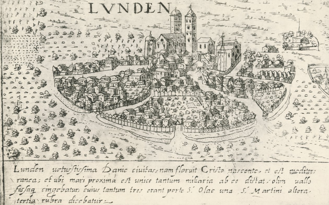 A cidade de Lund, Suécia (gravura) de School Swedish