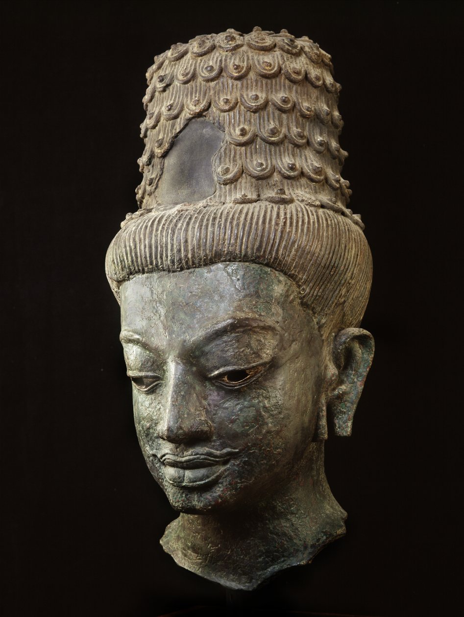 Cabeça gigante de um bodhisattva (bronze) de School Thai