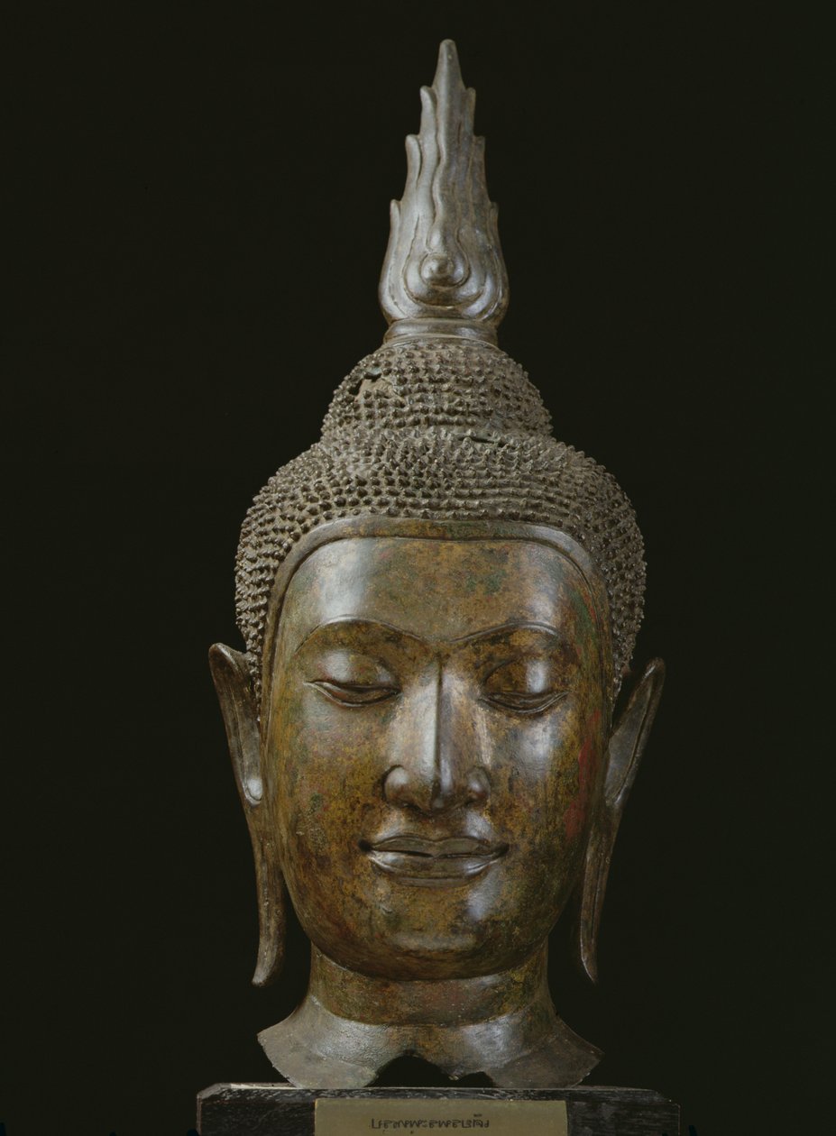 Cabeça de Buda em meditação (bronze) de School Thai