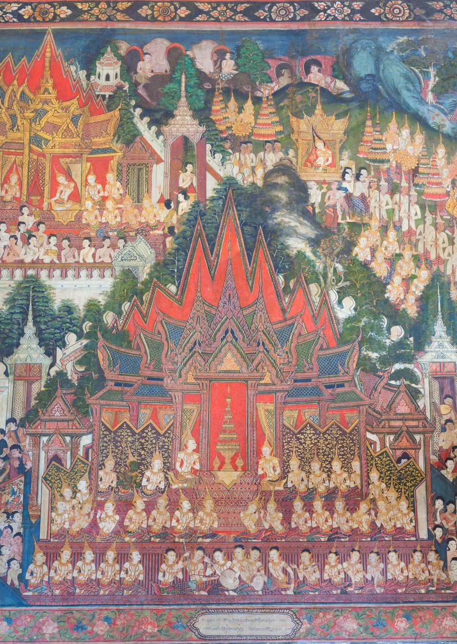 Murais da capela de Buddhaisawan, palácio de Wang Na de School Thai