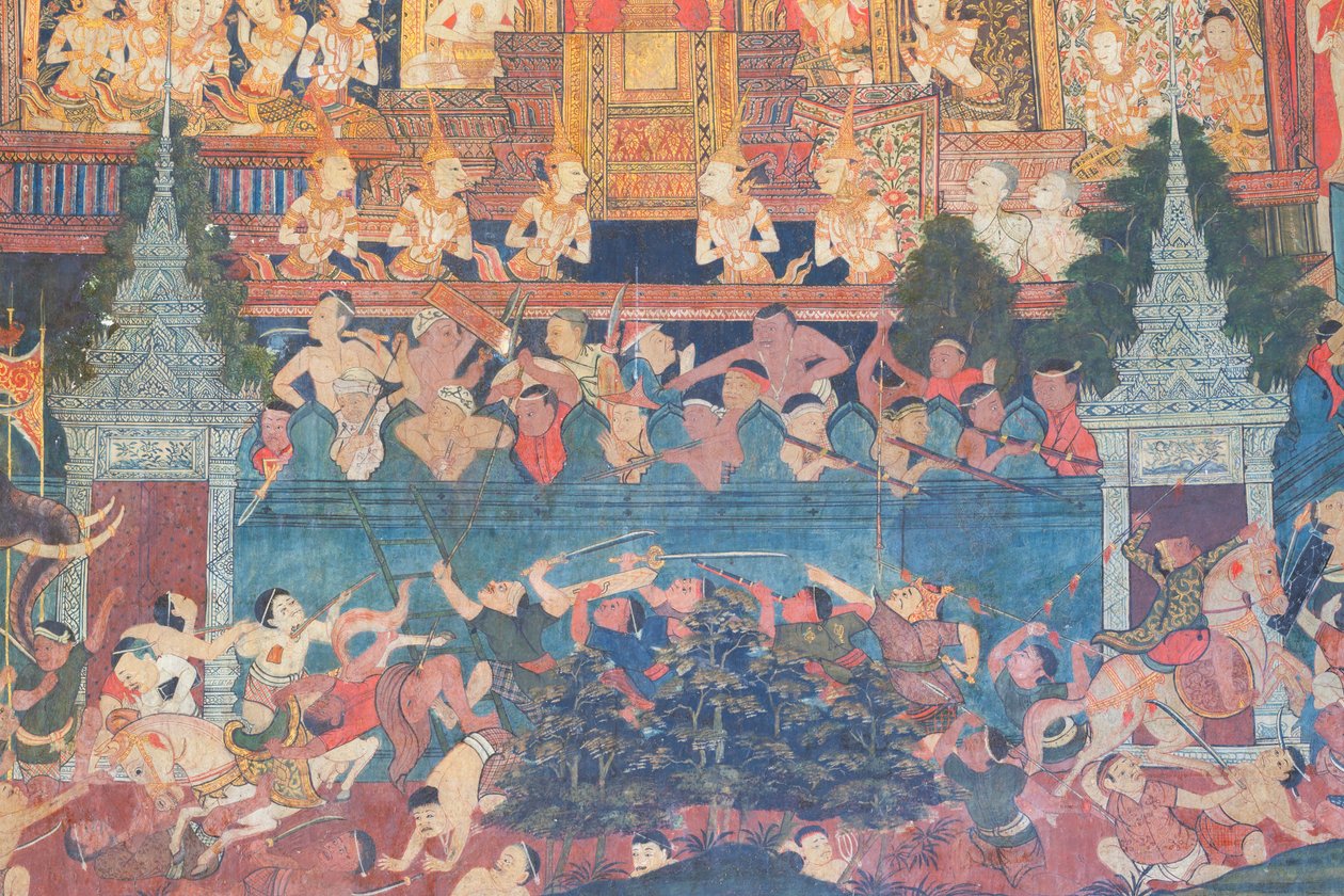 Murais da capela de Buddhaisawan, palácio de Wang Na de School Thai