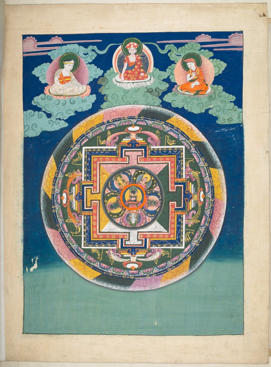 Acrescentar. Ou. 3055 Um dos 12 desenhos representando divindades tibetanas por um artista tibetano, provavelmente em Lhasa, c.1800 (gouache sobre papel) de School Tibetan