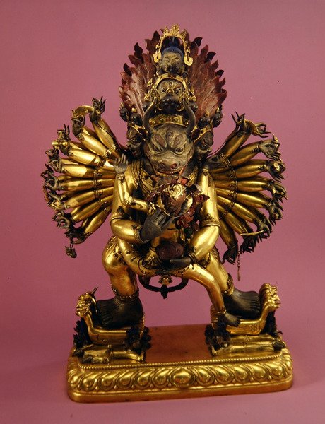 Dharmapala (bronze dourado) de School Tibetan