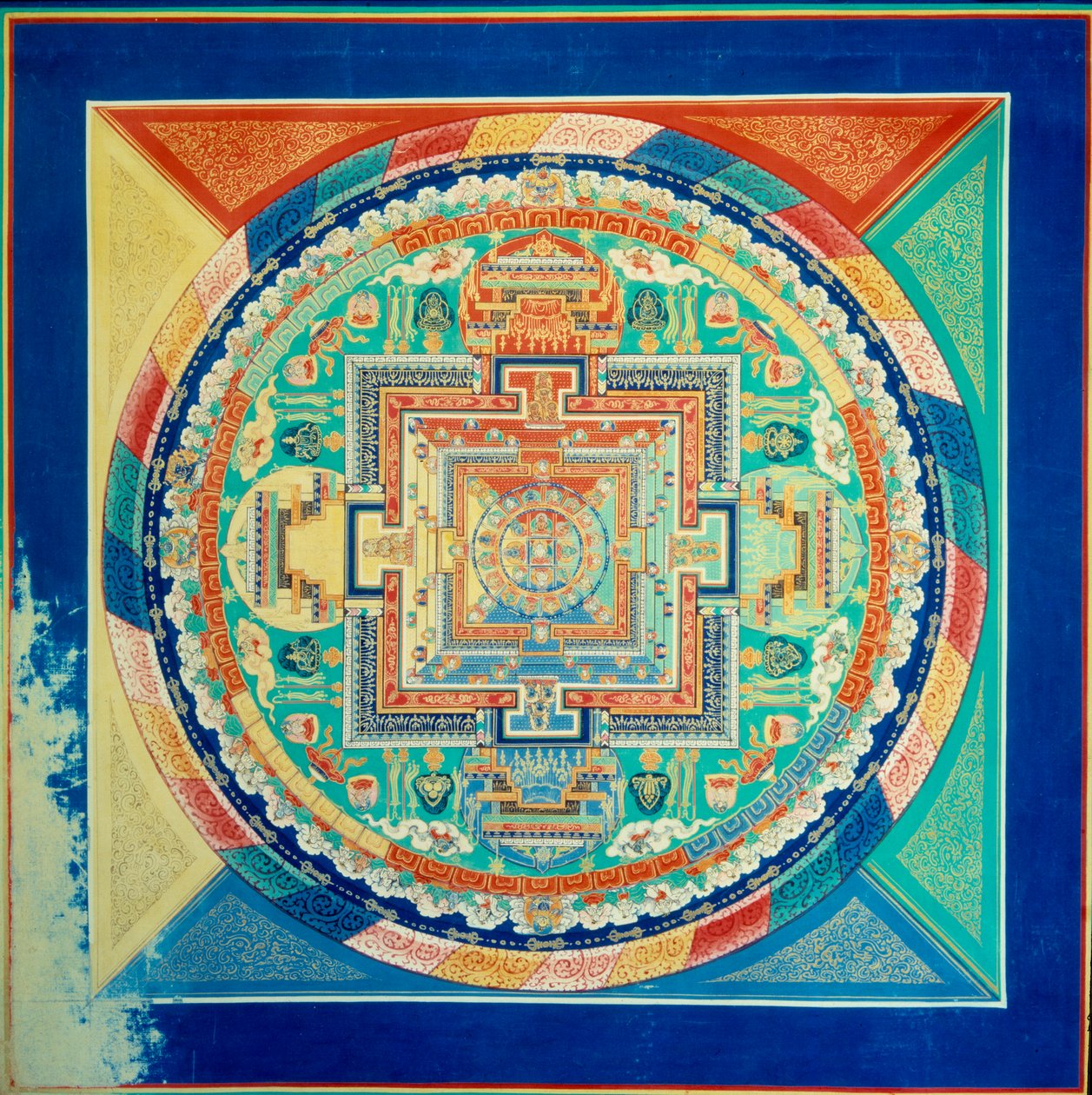 Mandala de Sarvavid Vairocana teto do palácio potala a lhasa. Tibete de School Tibetan