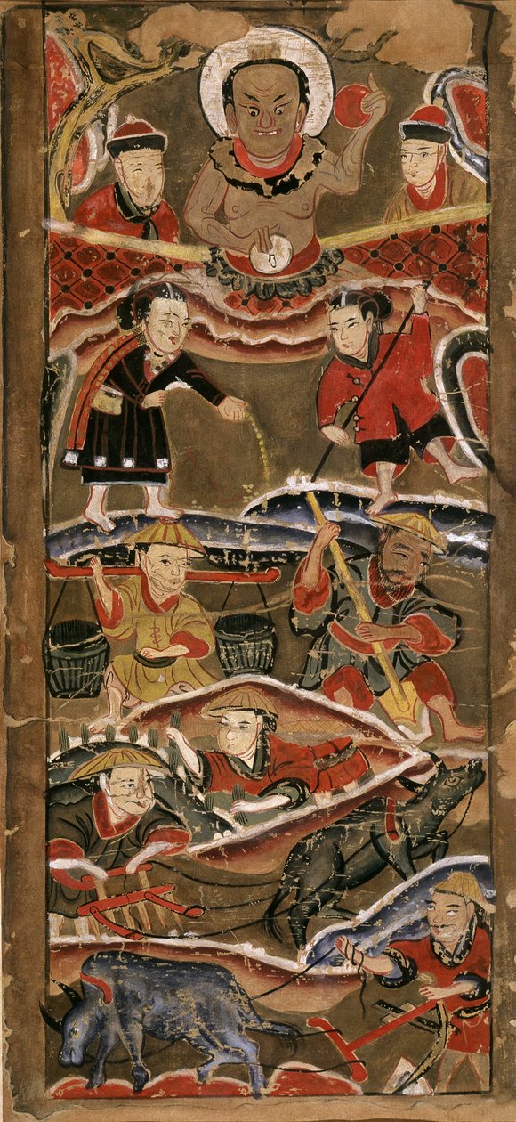 Rei Hang Trong, génio agrícola, papel 70x35, Museu de Belas Artes de Hanói. de School Vietnamese