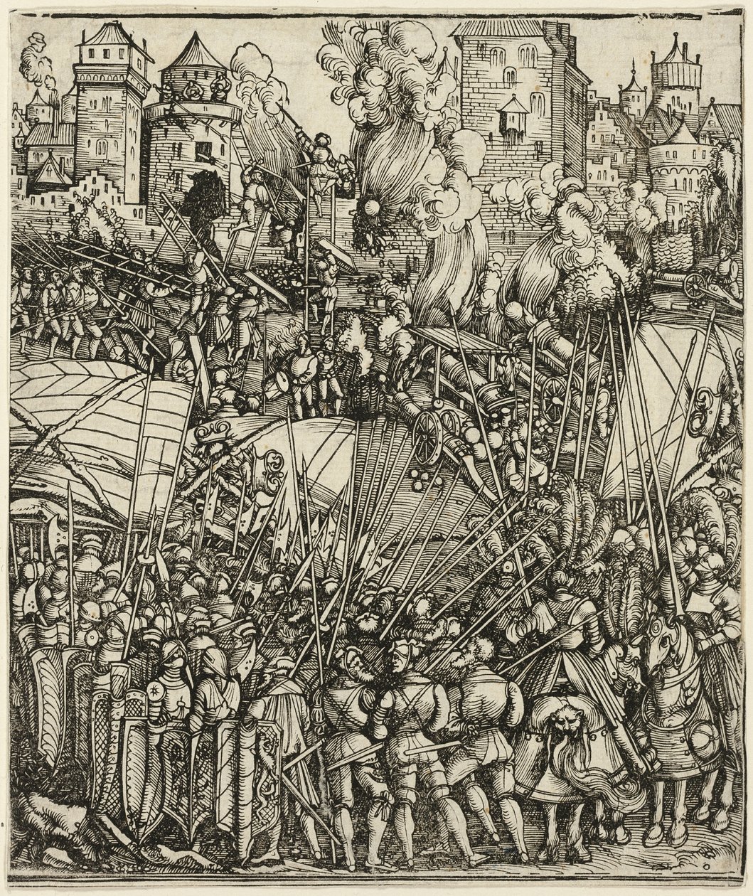 A expulsão dos húngaros da Baixa Áustria, do Arco do Triunfo de Maximiliano I de School of Albrecht Dürer