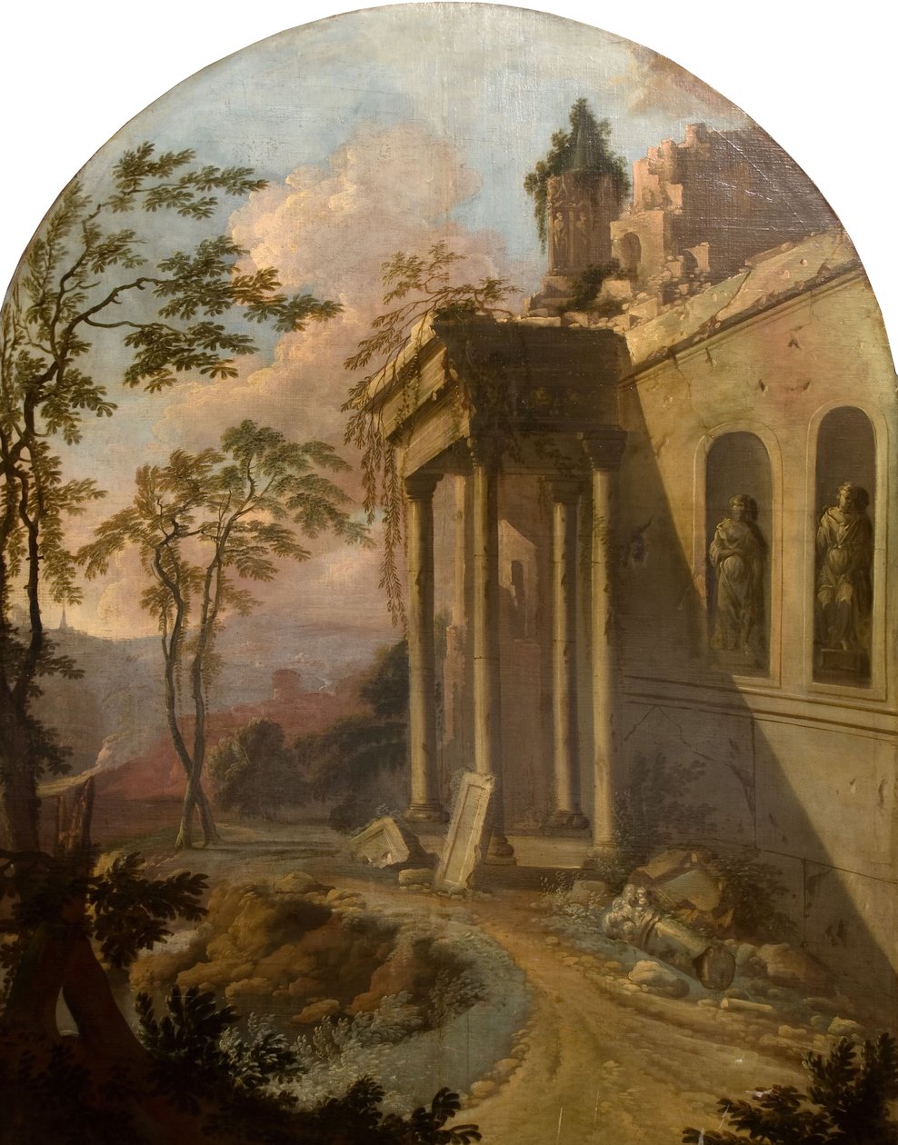 Paisagem com ruína, 1725. de School of Jacques Rousseau
