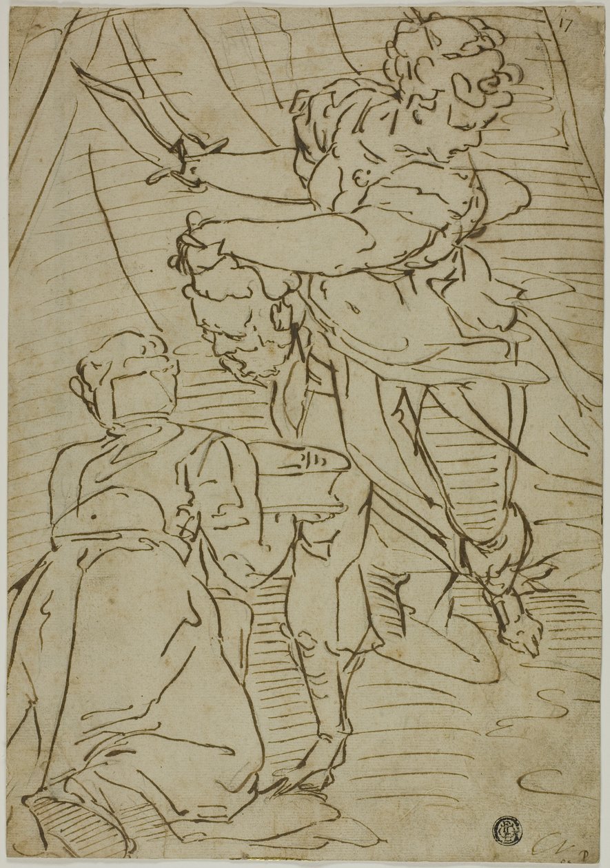 Judite com a cabeça de Holofernes de School of Luca Cambiaso