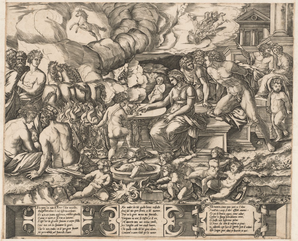 Alegoria do amor de School of Marcantonio Raimondi, after Baccio Bandinelli