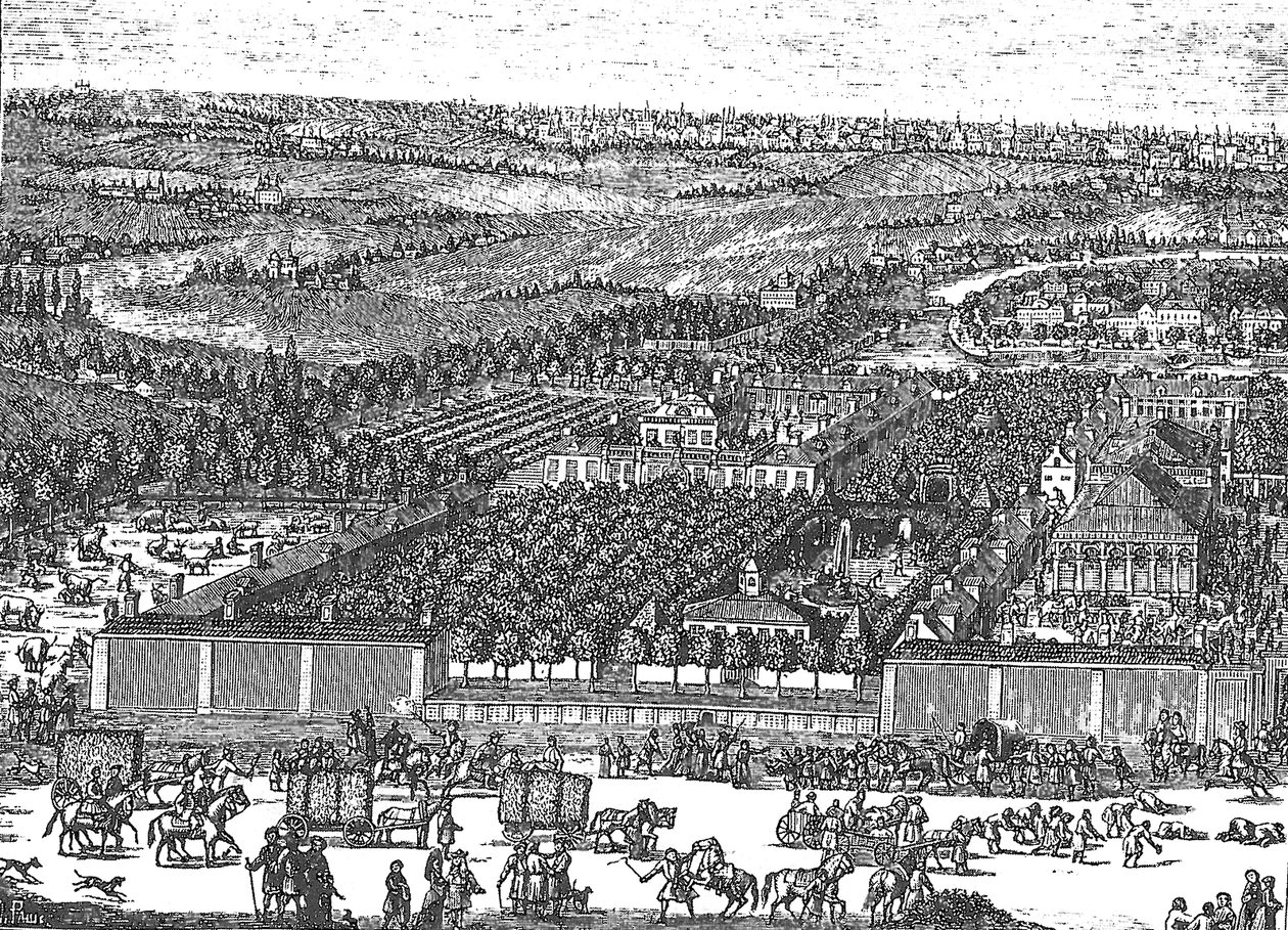 Bairro alemão Nemetskaya sloboda em Moscou, 1705 de Schoonebeek