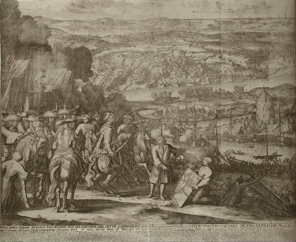 Cerco da fortaleza turca Azov pelas forças russas em 1696, um 1700 de Schoonebeek