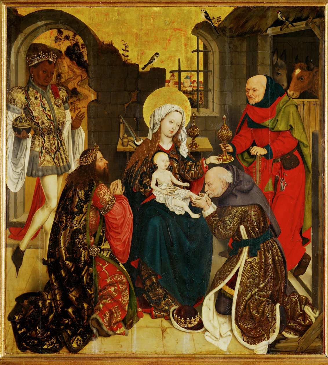 Adoração dos Reis Magos ... (pintura sobre madeira) de Schottenaltar Master