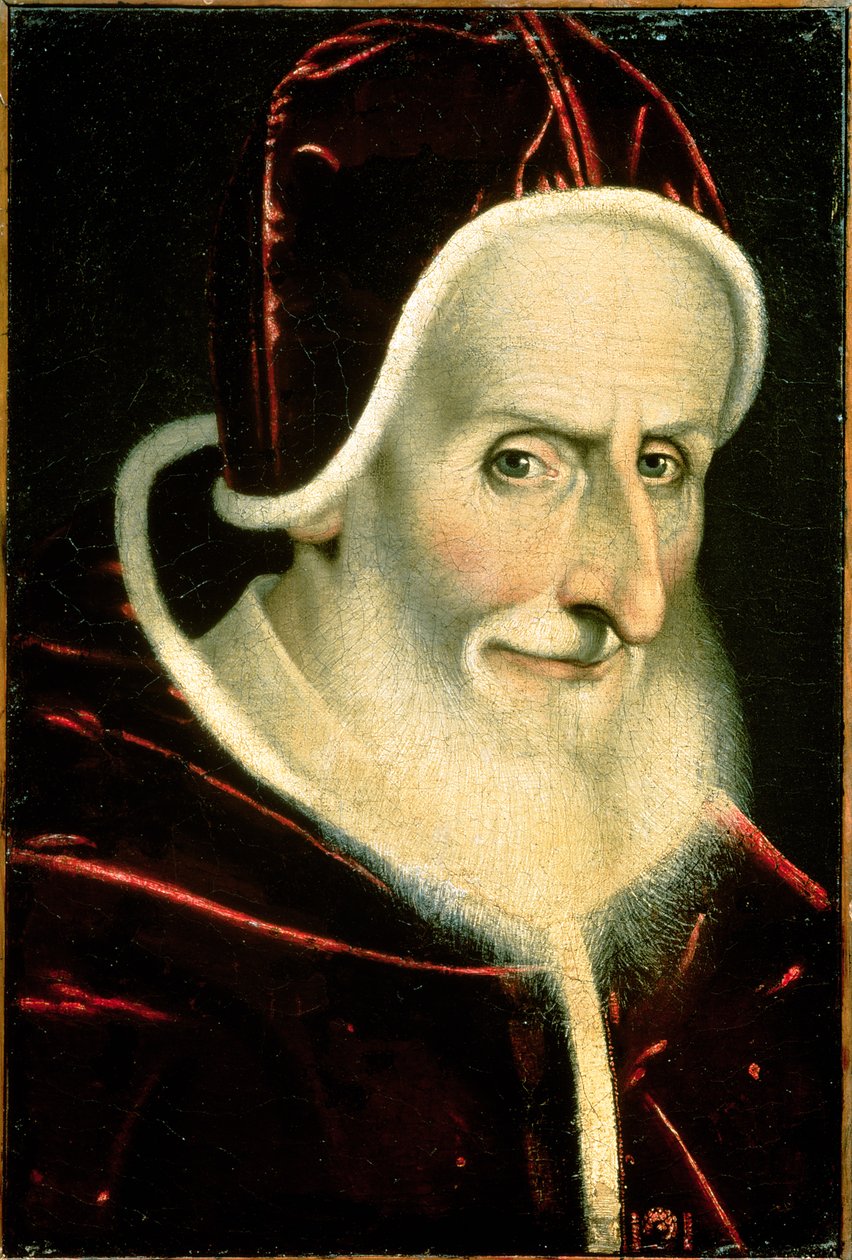 Retrato do Papa Pio V (Michele Ghislieri) (1504-72) 1576-80 (painel) de Scipione Pulzone