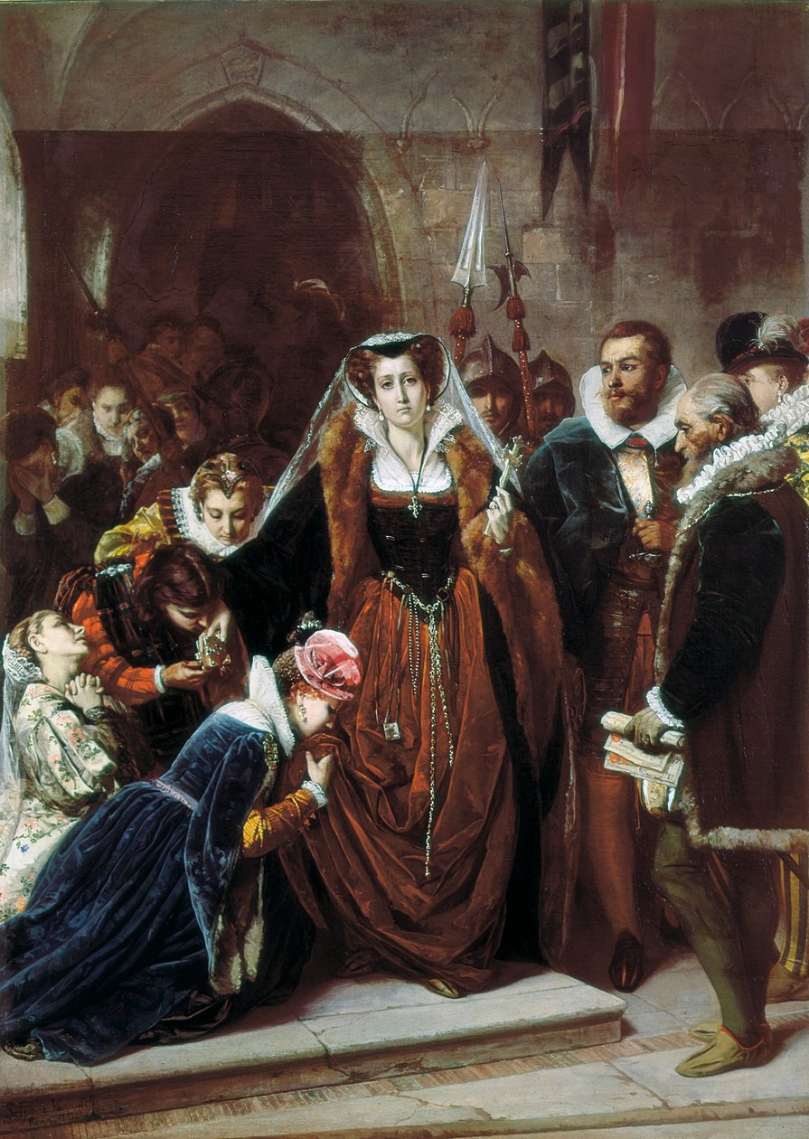 o Queen Mary 1st Stuart (1542-1587) caminha para o Andaime de Scipione Vannutelli