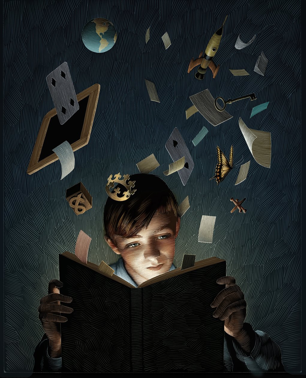 A imaginação de uma criança capturada por um livro, 2012 (scratchboard ...