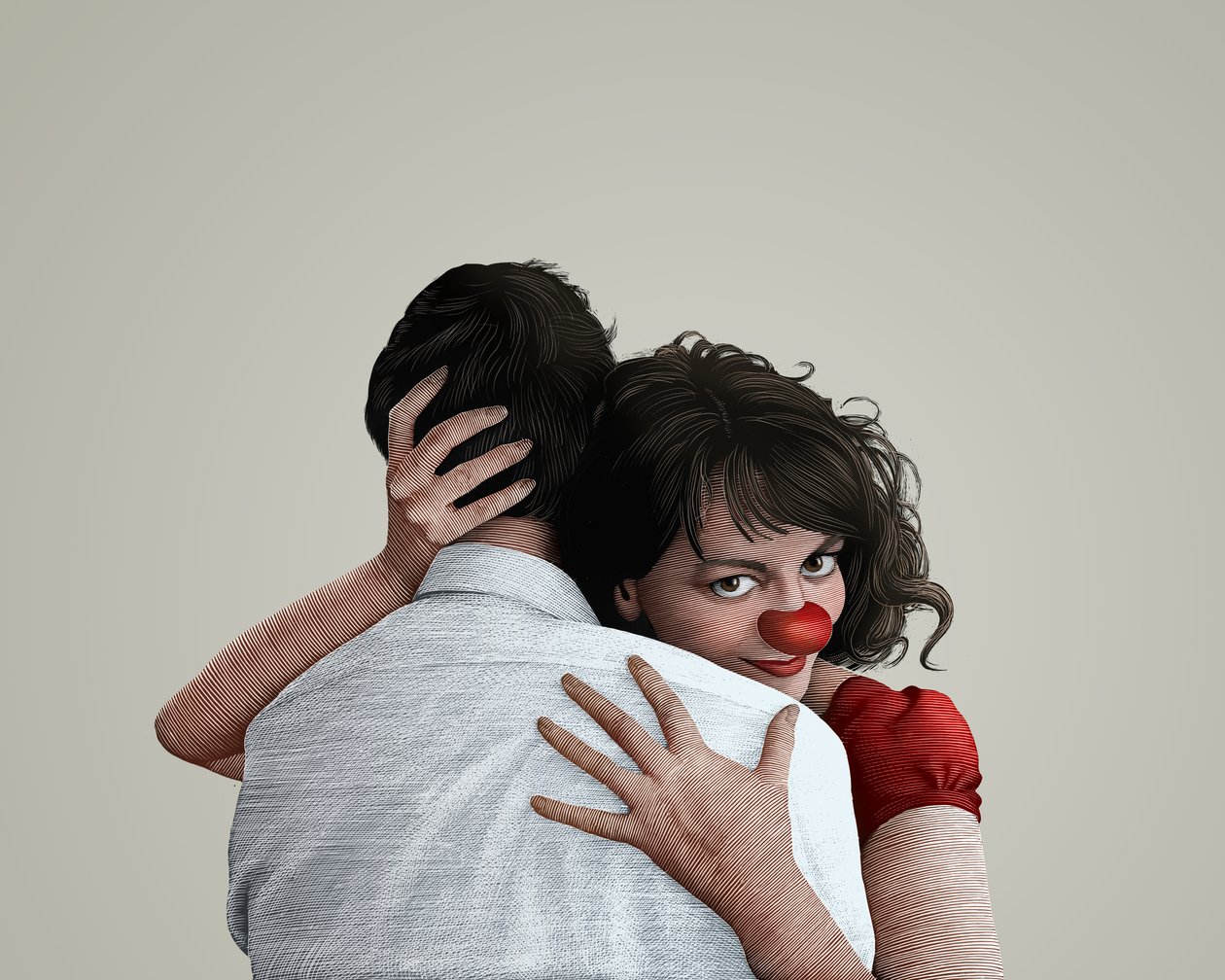 Encontro às cegas, 2018 (scratchboard, colorido digitalmente) de Scott McKowen